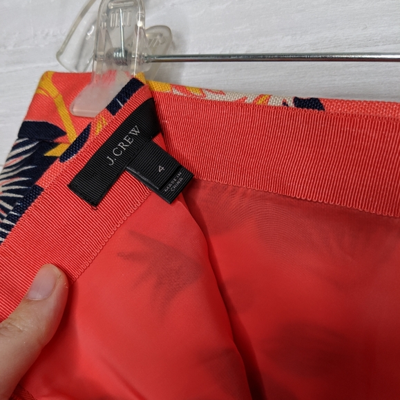 J.Crew Floral Mini Skirt Linen Blend orange size 4 - Picture 3 of 7